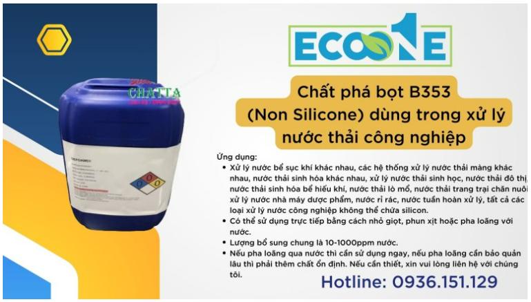 Chất phá bọt B353 (Non Silicone) dùng trong xử lý nước thải công nghiệp